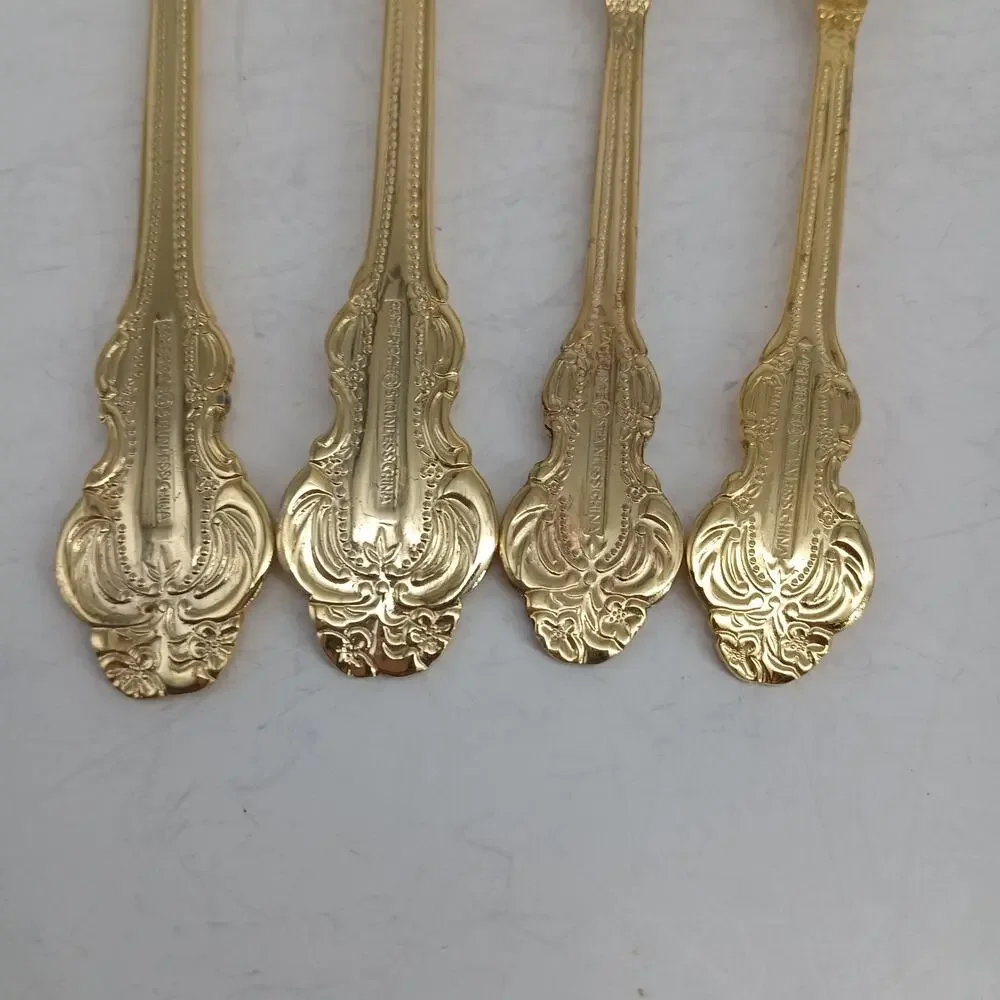 4X Serving Cambridge Gold Royal Fashion Spoons Fork Flatware